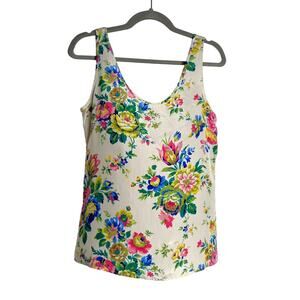 Tucker NYC NEW Silk Floral Tank with Back Ruching SZM